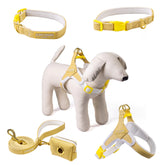 Mustard Vegan Leather Harness, Dog Collar, Lead and Poo Bag Holder Complete Set